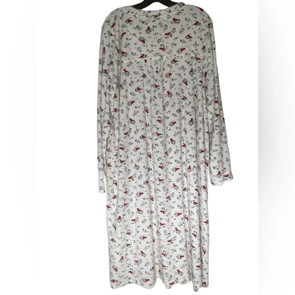 Aria Nightgown 3X White Red Cardinals Extremely Soft Long Sleeve Grannycore - Picture 3 of 9